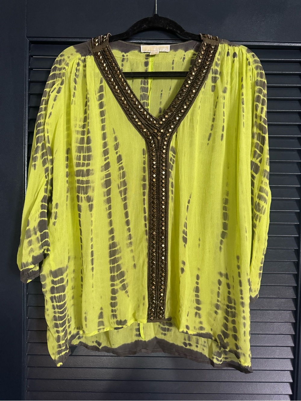 Michael Kors Lime Tie Dye Beaded Tunic Top S